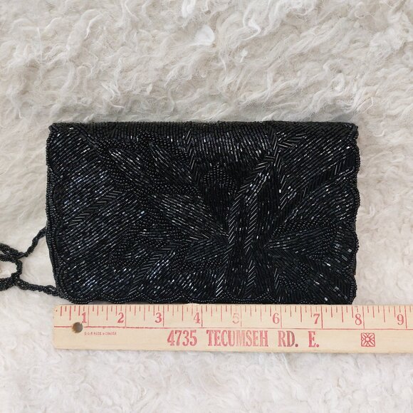 Handmade Embellished Black Full Beaded Crossbody Purse Bag - Picture 4 of 10
